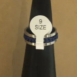 Jewelry | 32 Fidget Spinner Ring Blue Tone Chain Band Size 9 | Poshmark
